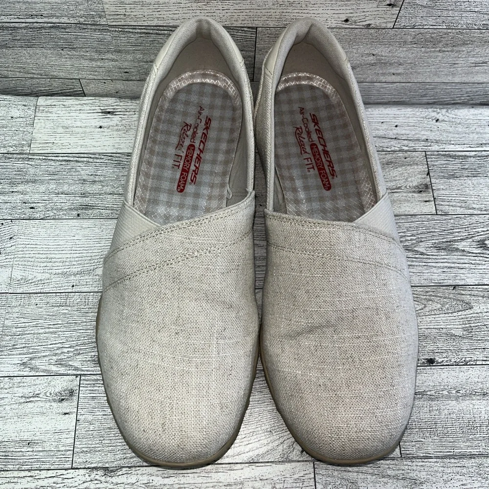 Skechers Breathe‎ Easy Swayful Beige Fabric Comfort Shoes 100384 Women Size 10